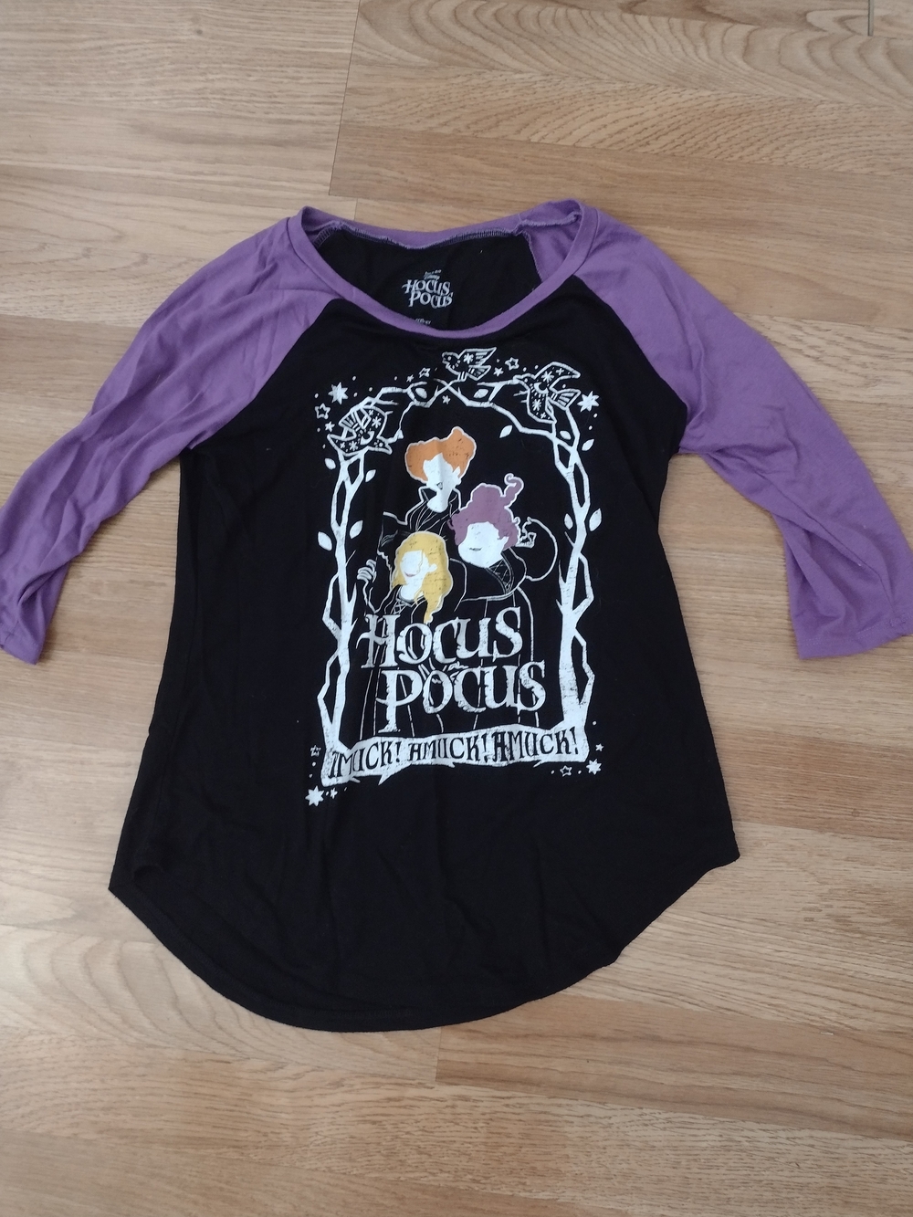 Ladies Pajama Disney Hocus Pocus Black & Purple Raglan Tee